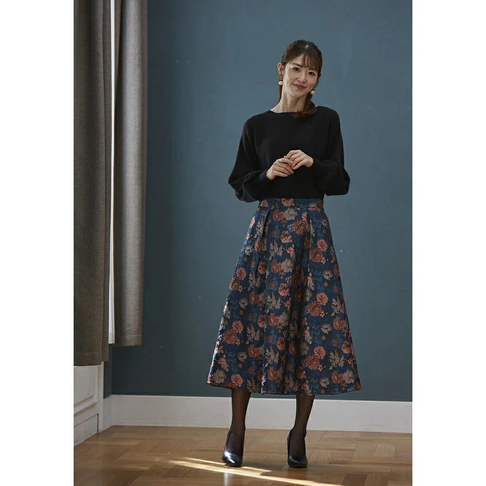 スカート レディース ミモレ丈 冬 通販 ミモレ丈スカート フレアスカート ロングスカート 秋冬 秋 花柄 ゴブラン柄タックフレアスカート ひざ下丈 ジャガード おしゃれ きれいめ 大人かわいい オシ スカート レディース ミモレ丈 冬 通販 ミモレ丈スカート フレアスカート ロングスカート 秋冬 秋 花柄 ゴブラン柄タックフレアスカート ひざ下丈 ジャガード おしゃれ きれいめ 大人かわいい オシ
