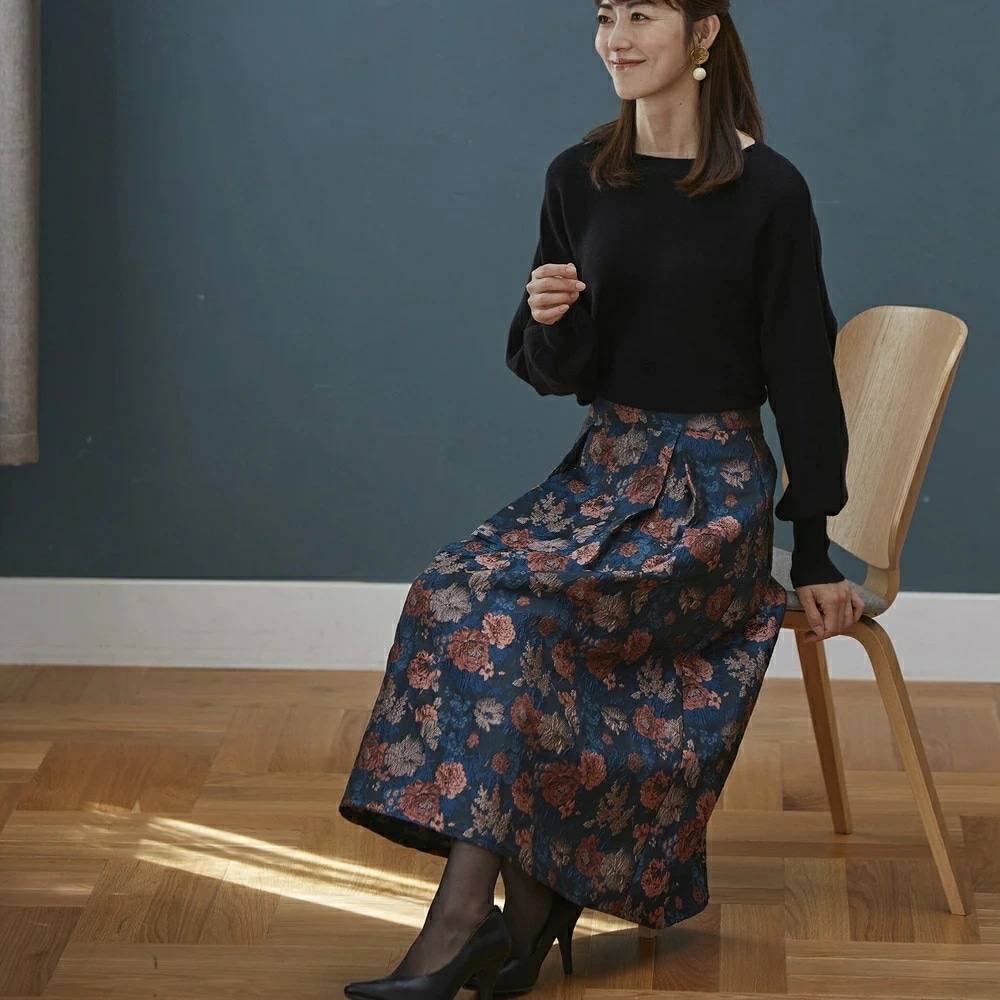 スカート レディース ミモレ丈 冬 通販 ミモレ丈スカート フレアスカート ロングスカート 秋冬 秋 花柄 ゴブラン柄タックフレアスカート ひざ下丈 ジャガード おしゃれ きれいめ 大人かわいい オシ スカート レディース ミモレ丈 冬 通販 ミモレ丈スカート フレアスカート ロングスカート 秋冬 秋 花柄 ゴブラン柄タックフレアスカート ひざ下丈 ジャガード おしゃれ きれいめ 大人かわいい オシ