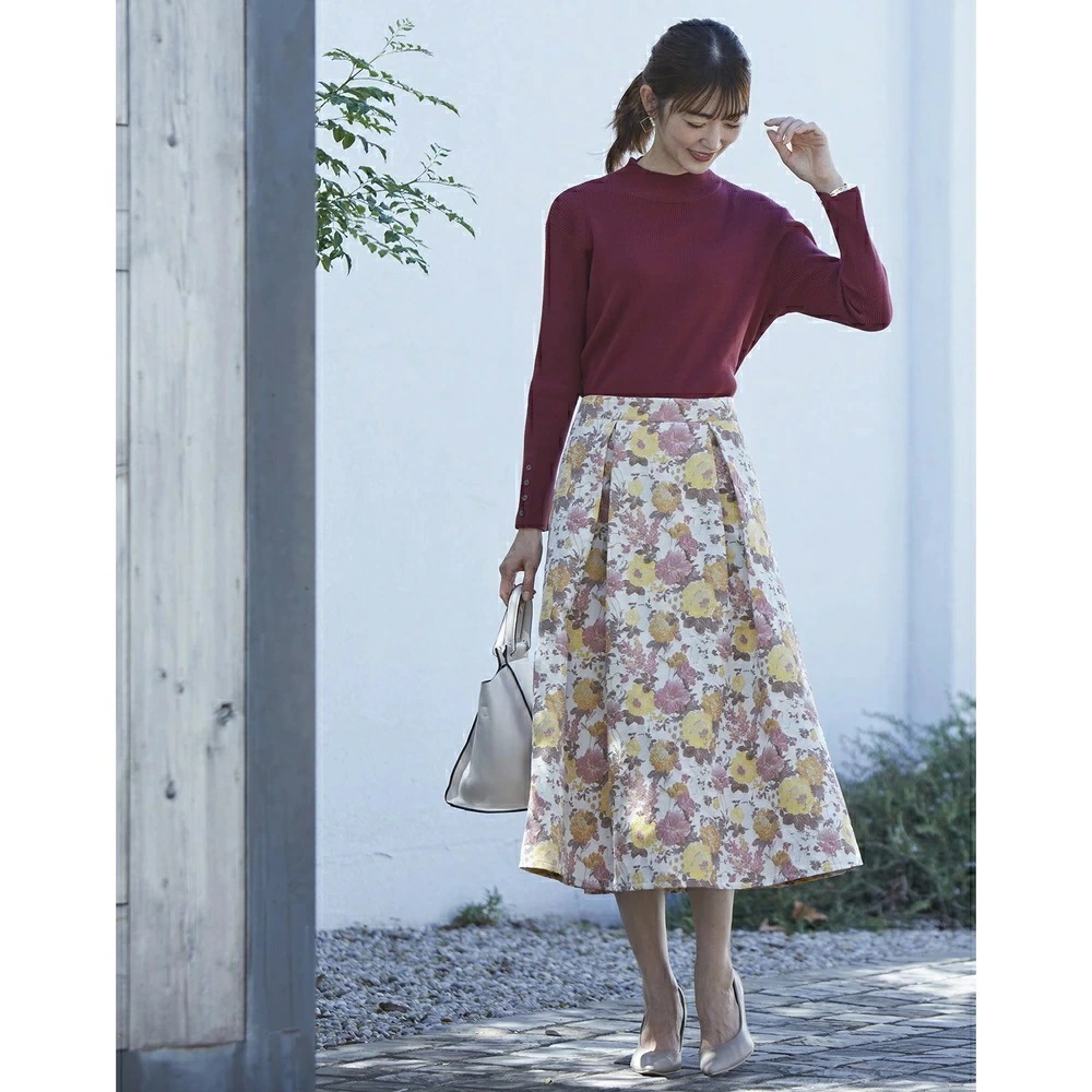 スカート レディース ミモレ丈 冬 通販 ミモレ丈スカート フレアスカート ロングスカート 秋冬 秋 花柄 ゴブラン柄タックフレアスカート ひざ下丈 ジャガード おしゃれ きれいめ 大人かわいい オシ スカート レディース ミモレ丈 冬 通販 ミモレ丈スカート フレアスカート ロングスカート 秋冬 秋 花柄 ゴブラン柄タックフレアスカート ひざ下丈 ジャガード おしゃれ きれいめ 大人かわいい オシ