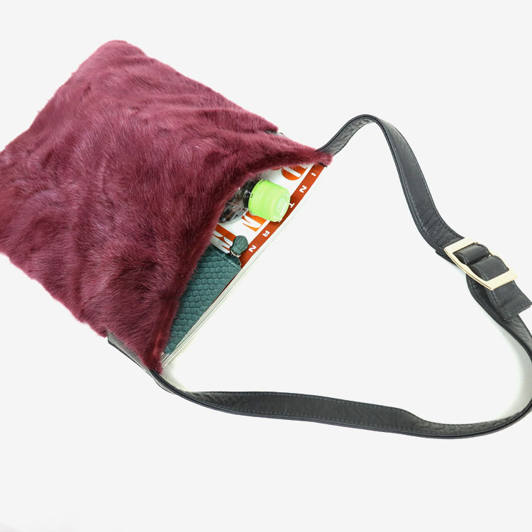 ミンク ファー ショルダーバッグ ワインレッド レディース ギフト プレゼント 送料無料