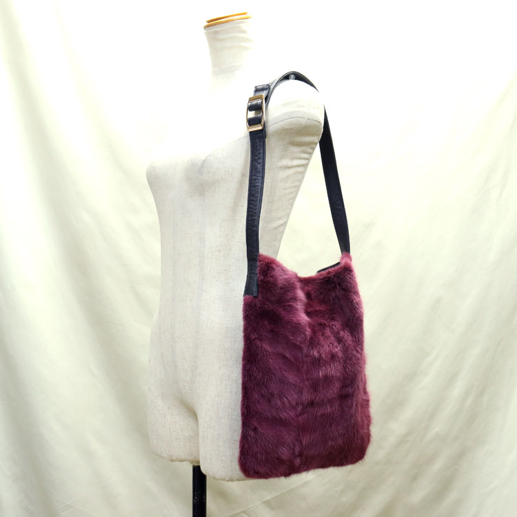 ミンク ファー ショルダーバッグ ワインレッド レディース ギフト プレゼント 送料無料