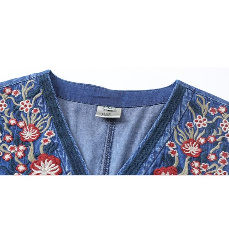 [IR&CE初売り特売]デニムワンピース シャツワンピース ジーンズ ロング丈 ワンピース 着痩せ 夏 五分袖 デニムシャツ 春秋 ジーンズ 花柄 前開き お出かけ ロングデニム上品