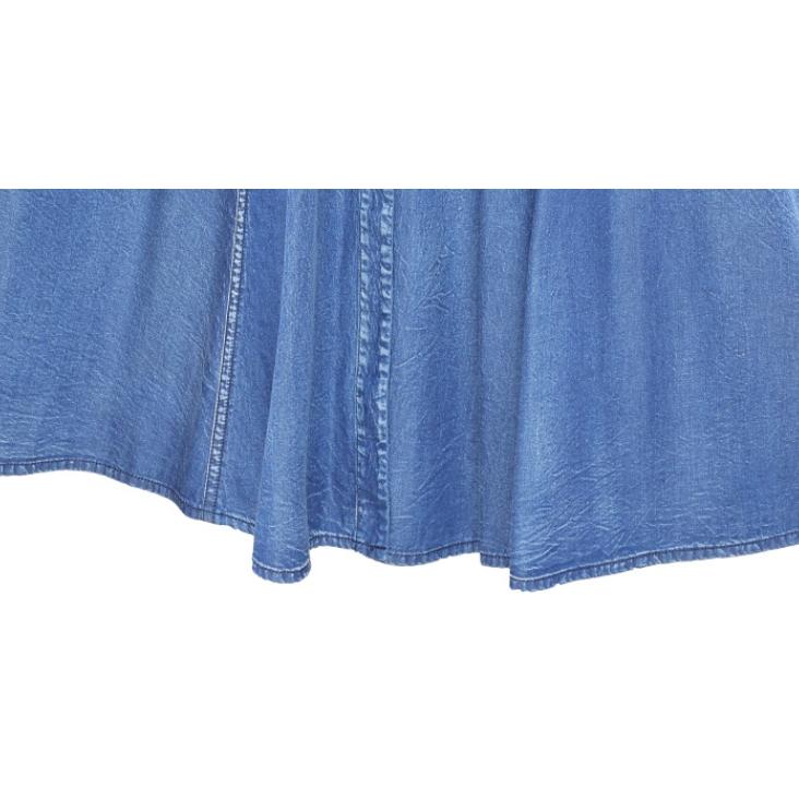 [IR&CE初売り特売]デニムワンピース シャツワンピース ジーンズ ロング丈 ワンピース 着痩せ 夏 五分袖 デニムシャツ 春秋 ジーンズ 花柄 前開き お出かけ ロングデニム上品