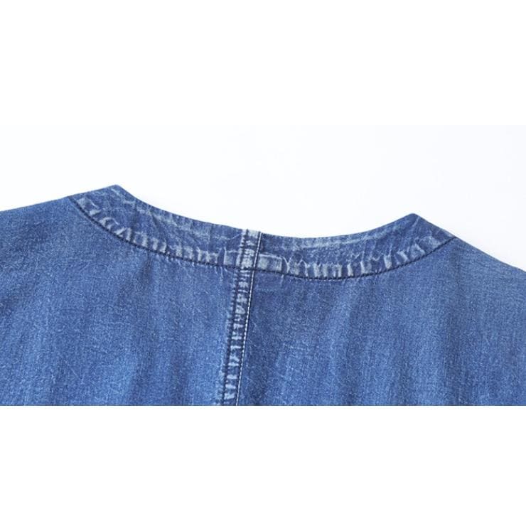 [IR&CE初売り特売]デニムワンピース シャツワンピース ジーンズ ロング丈 ワンピース 着痩せ 夏 五分袖 デニムシャツ 春秋 ジーンズ 花柄 前開き お出かけ ロングデニム上品