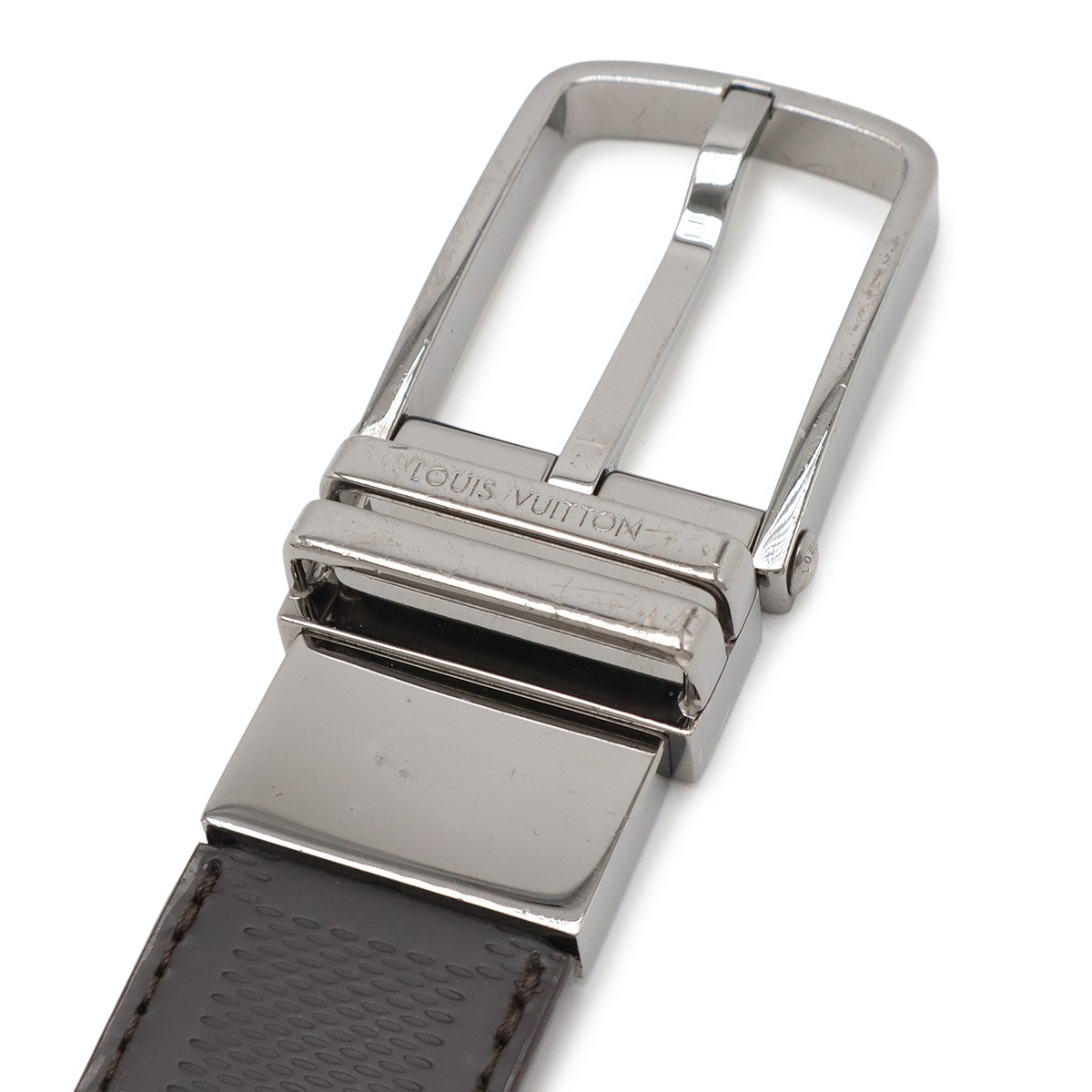 ダミエアンフィニ サンチュール ボストン ベルト リバーシブル メテオール ブラウン #95 シルバー金具 M9787