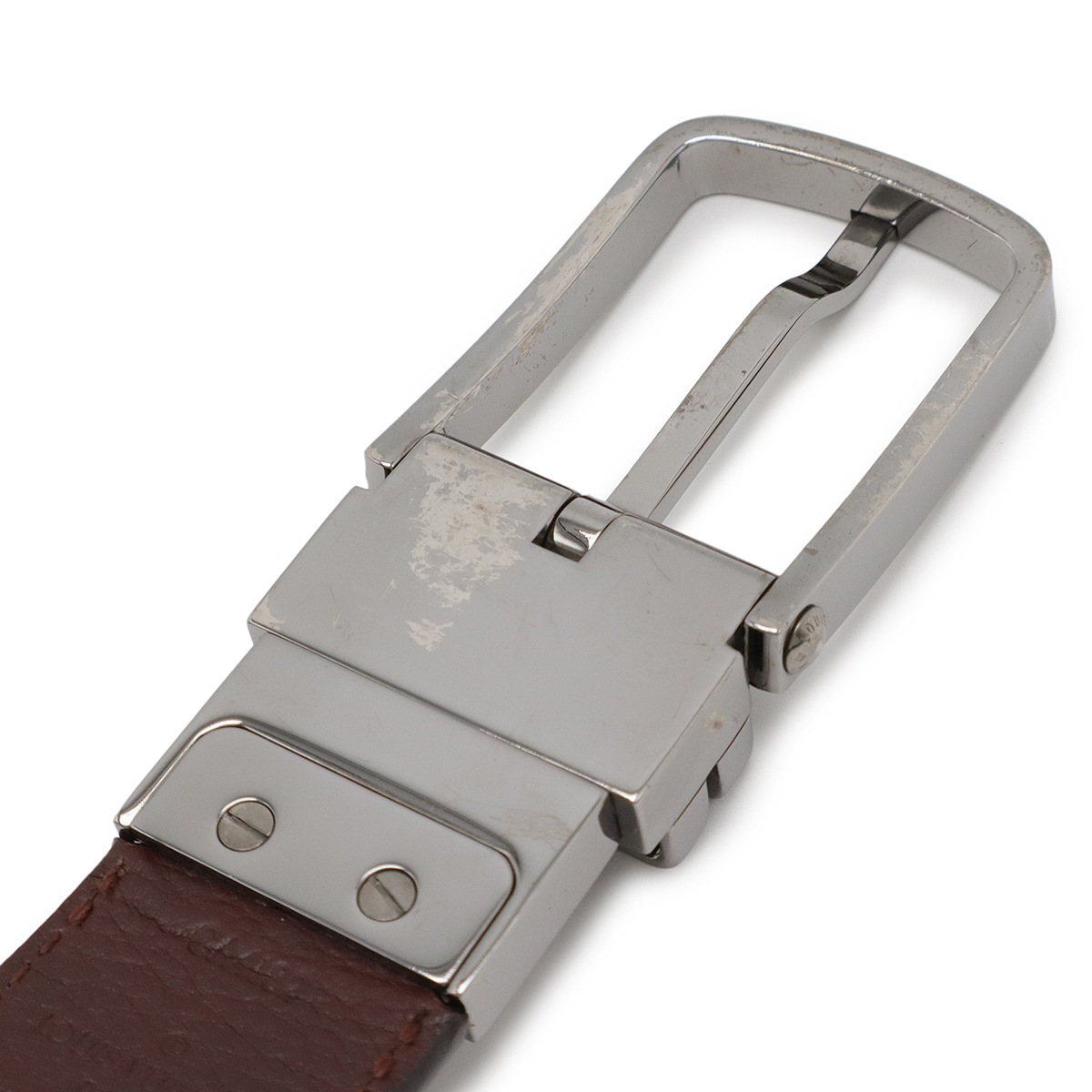 ダミエアンフィニ サンチュール ボストン ベルト リバーシブル メテオール ブラウン #95 シルバー金具 M9787