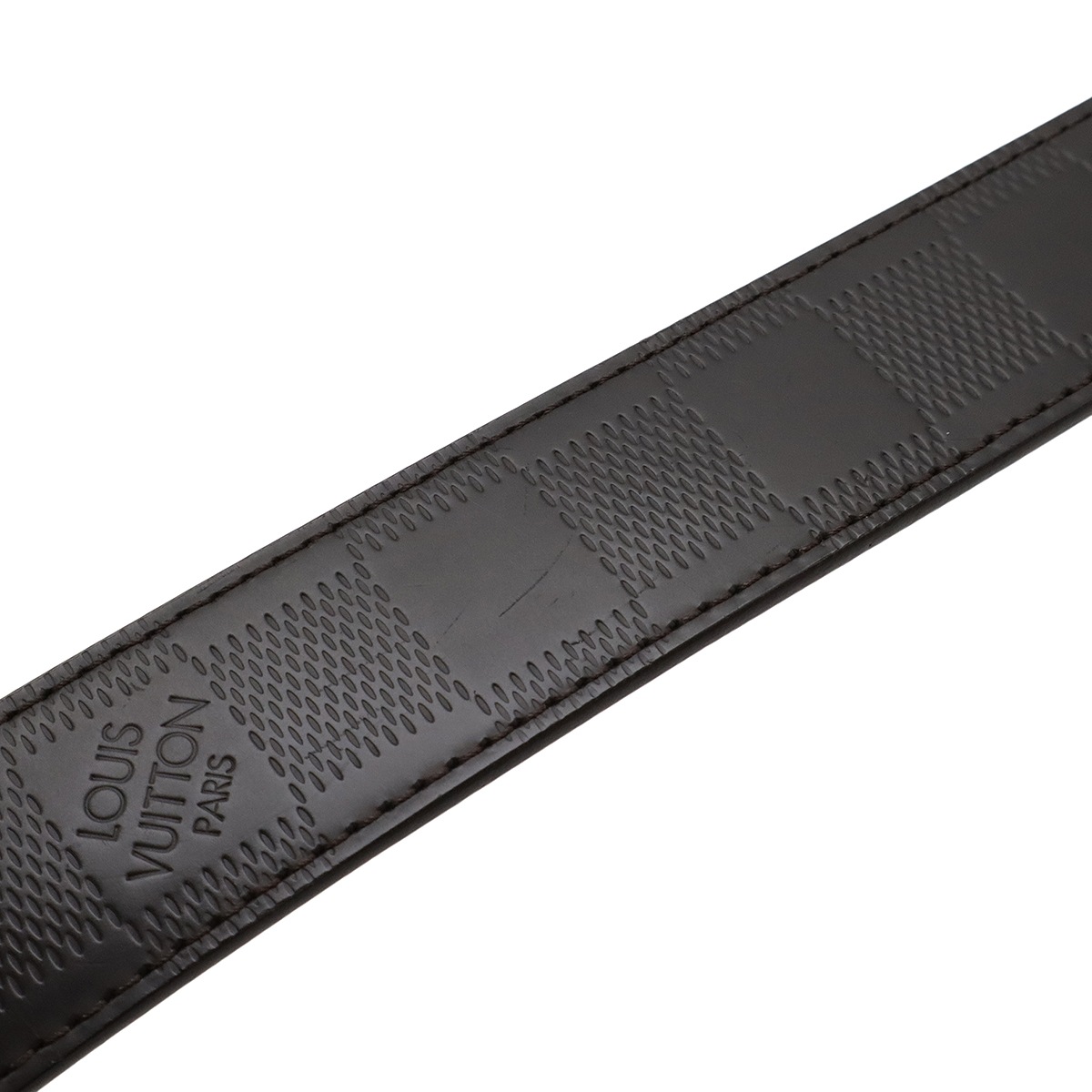 ダミエアンフィニ サンチュール ボストン ベルト リバーシブル メテオール ブラウン #95 シルバー金具 M9787