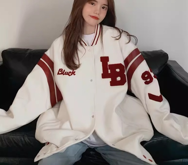 ユニフォーム風 レディース ジャケット アウター 上着 ミドル丈 長袖 ベースボールカラー 前開き ボタン 薄手 コットン カジュアル おしゃれ かっこいい レトロ ラフ メンズライク ボーイッシュ