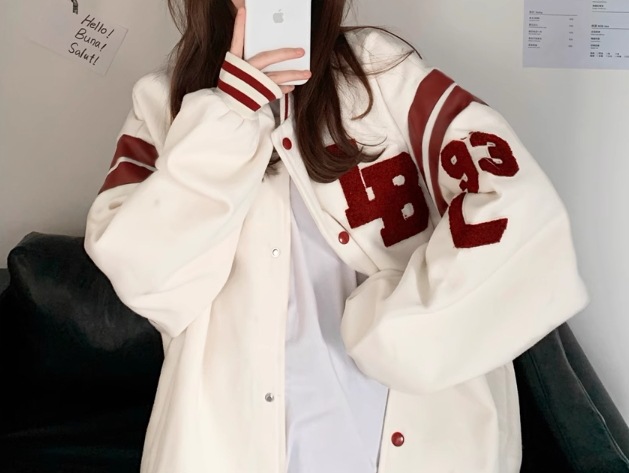 ユニフォーム風 レディース ジャケット アウター 上着 ミドル丈 長袖 ベースボールカラー 前開き ボタン 薄手 コットン カジュアル おしゃれ かっこいい レトロ ラフ メンズライク ボーイッシュ