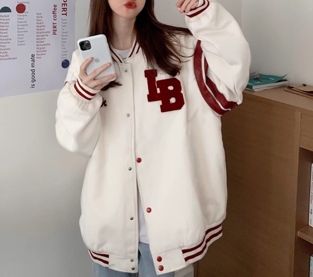 ユニフォーム風 レディース ジャケット アウター 上着 ミドル丈 長袖 ベースボールカラー 前開き ボタン 薄手 コットン カジュアル おしゃれ かっこいい レトロ ラフ メンズライク ボーイッシュ