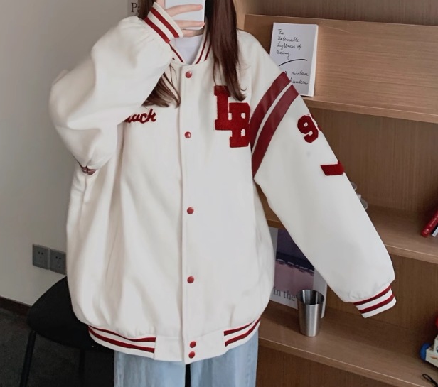 ユニフォーム風 レディース ジャケット アウター 上着 ミドル丈 長袖 ベースボールカラー 前開き ボタン 薄手 コットン カジュアル おしゃれ かっこいい レトロ ラフ メンズライク ボーイッシュ