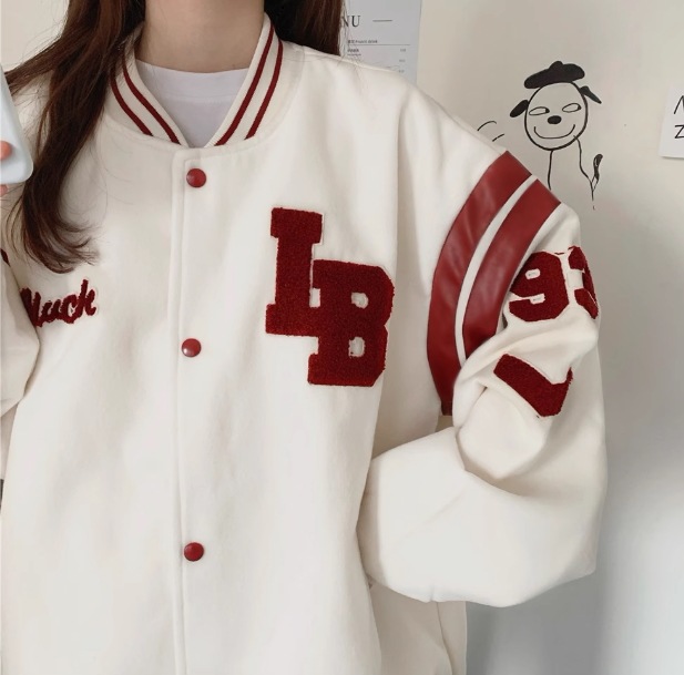 ユニフォーム風 レディース ジャケット アウター 上着 ミドル丈 長袖 ベースボールカラー 前開き ボタン 薄手 コットン カジュアル おしゃれ かっこいい レトロ ラフ メンズライク ボーイッシュ
