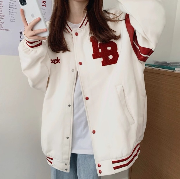 ユニフォーム風 レディース ジャケット アウター 上着 ミドル丈 長袖 ベースボールカラー 前開き ボタン 薄手 コットン カジュアル おしゃれ かっこいい レトロ ラフ メンズライク ボーイッシュ