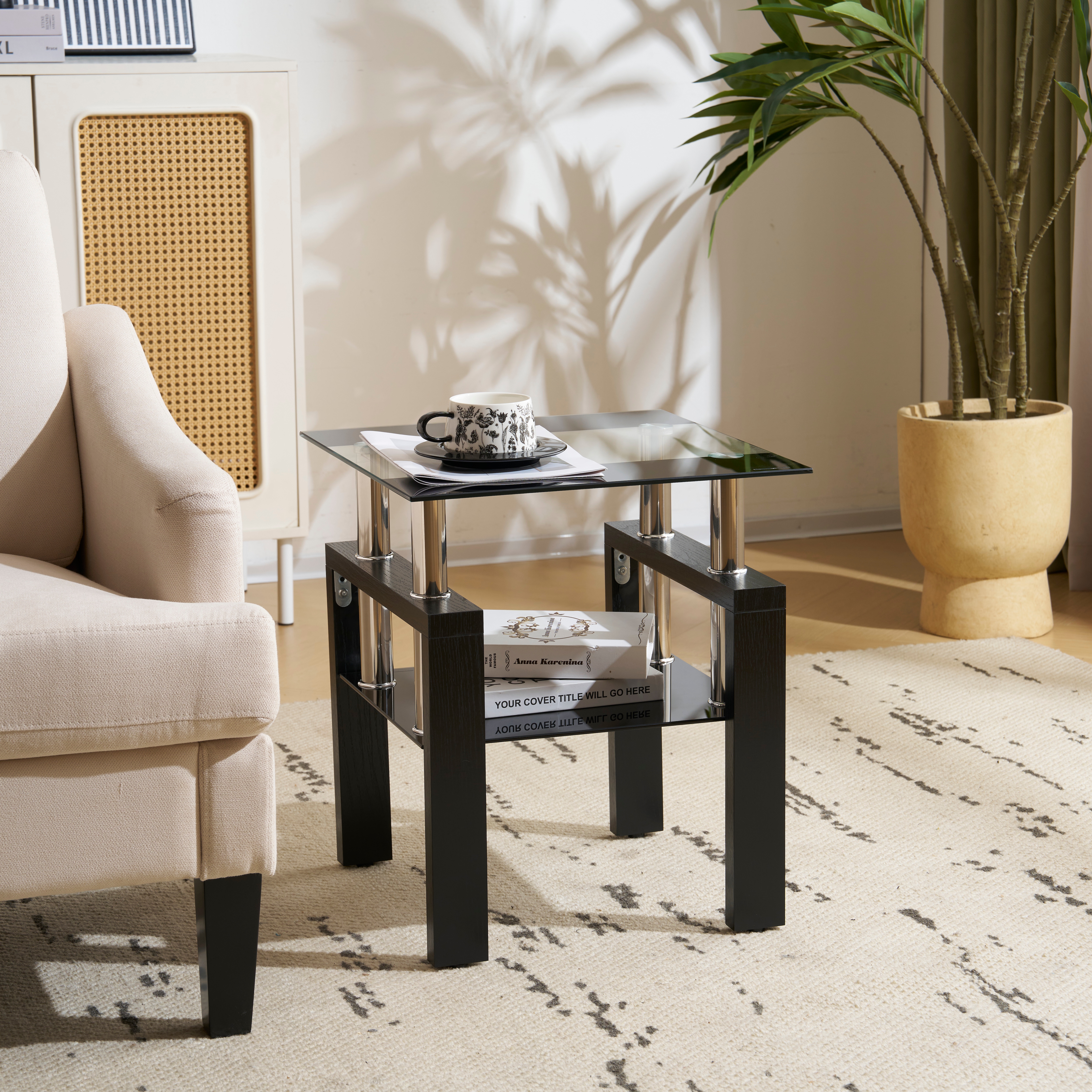 【国内即発送】【ブラック&クリア混色天板+ブラック脚】サイドテーブル ガラステーブル ローテーブル センターテーブル 北欧 ベッドサイド ソファサイド ミニテーブル コンパクト シンプル 高級感 省ス 【国内即発送】【ブラック&クリア混色天板+ブラック脚】サイドテーブル ガラステーブル ローテーブル センターテーブル 北欧 ベッドサイド ソファサイド ミニテーブル コンパクト シンプル 高級感 省ス