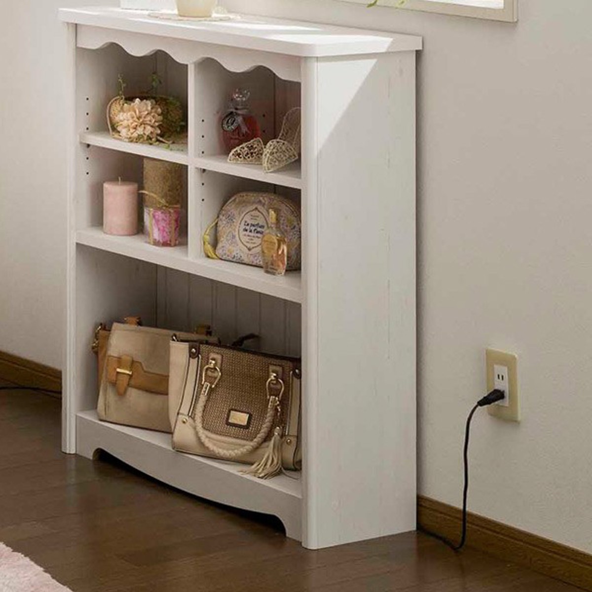 オープンラック 幅74.4cm 3段 モンシェリーヌ 白家具 木製 本棚 ディスプレイ ラック 棚 収納 シャビー調 多目的ラック シェルフ 家具 フレンチカントリー 書棚 オープンラック 幅74.4cm 3段 モンシェリーヌ 白家具 木製 本棚 ディスプレイ ラック 棚 収納 シャビー調 多目的ラック シェルフ 家具 フレンチカントリー 書棚