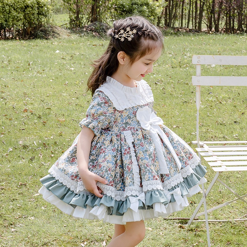 2024夏 ロリータ ロリータ 子供ドレス 女の子 ベビー 花柄 半袖ドレス かわいい プリンセスドレス