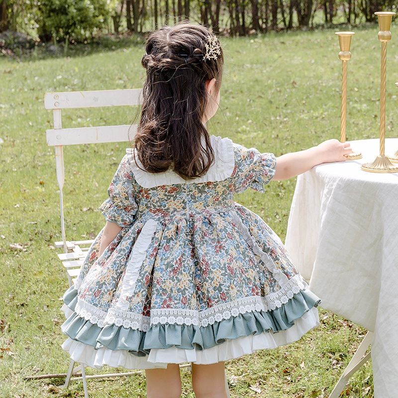 2024夏 ロリータ ロリータ 子供ドレス 女の子 ベビー 花柄 半袖ドレス かわいい プリンセスドレス