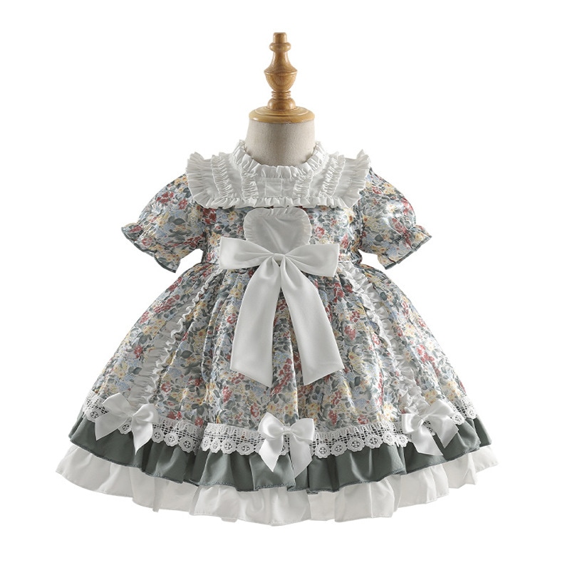 2024夏 ロリータ ロリータ 子供ドレス 女の子 ベビー 花柄 半袖ドレス かわいい プリンセスドレス