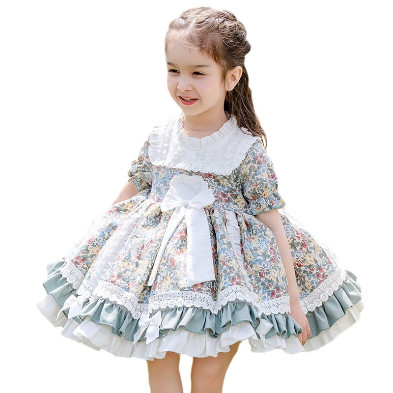 2024夏 ロリータ ロリータ 子供ドレス 女の子 ベビー 花柄 半袖ドレス かわいい プリンセスドレス