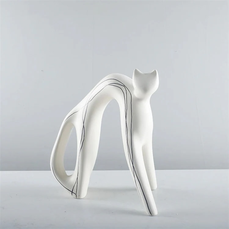 INSスタイル レジン製 猫の置物 手作りアートフィギュア リビングルーム/デスク用 インテリア雑貨 和モダン風デコレーション
