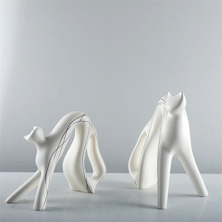 INSスタイル レジン製 猫の置物 手作りアートフィギュア リビングルーム/デスク用 インテリア雑貨 和モダン風デコレーション