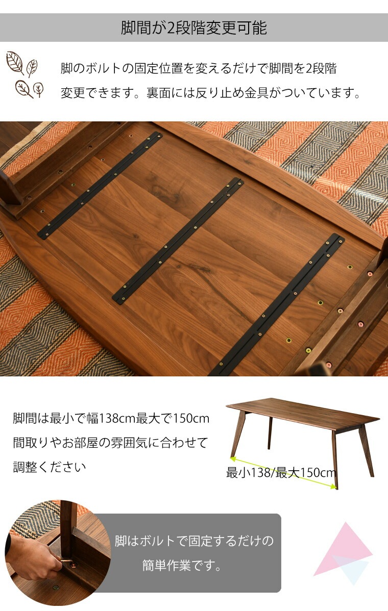 ダイニングテーブル カフェテーブル テーブルのみ ウォールナット 無垢 幅180cm 単品 おしゃれ 天然木 6人掛け 食卓テーブル