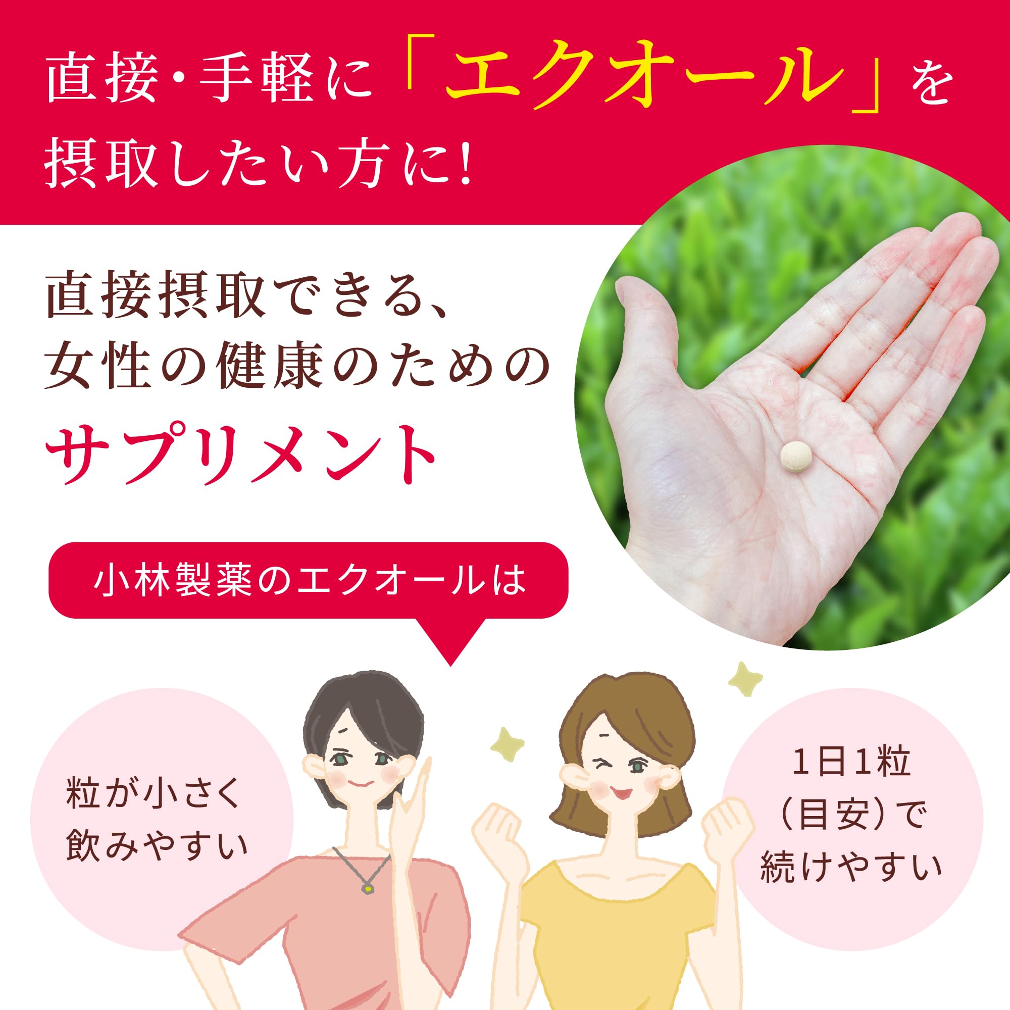 【Amazon.co.jp限定】小林製薬の栄養補助食品 [ 公式 ] 命の母 エクオール サプリ 【 更年期 世代の健康に 1日1粒(目安) 発酵 大豆イソフラボン サプリメント 】 [ 栄養補助食品