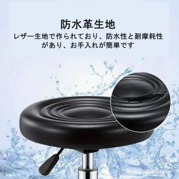 ローリングチェア 椅子 回転 キャスター おしゃれ オフィスチェア ワークチェア 疲れない テレワーク モダン シンプル クッション 背もたれ ブラック 防水 革 仕事