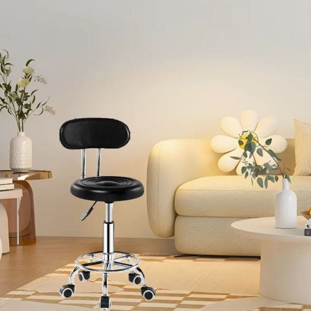 ローリングチェア 椅子 回転 キャスター おしゃれ オフィスチェア ワークチェア 疲れない テレワーク モダン シンプル クッション 背もたれ ブラック 防水 革 仕事