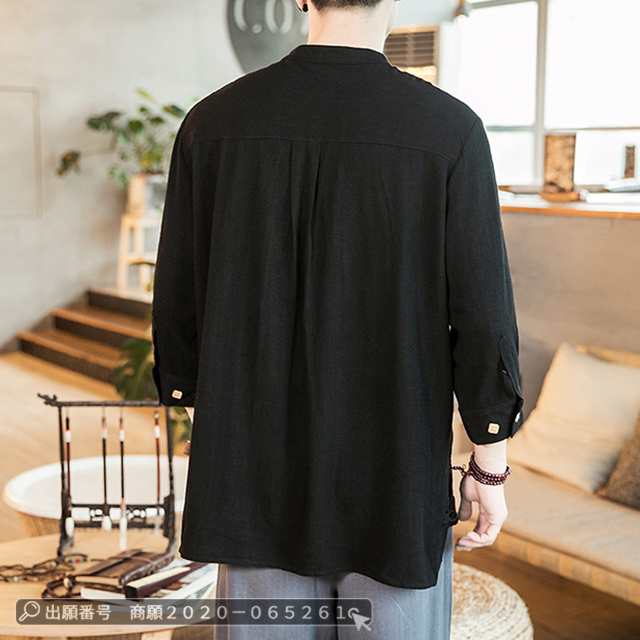 最安挑戦 春新作 送料無料 新作 Tシャツ メンズ 長袖 トップス リネンシャツ 立襟 春夏物 シンプル 七分袖シャツ カジュアル 大きいサイズ tシャツ メンズTシャツ 綿麻 おしゃれトップス 無地