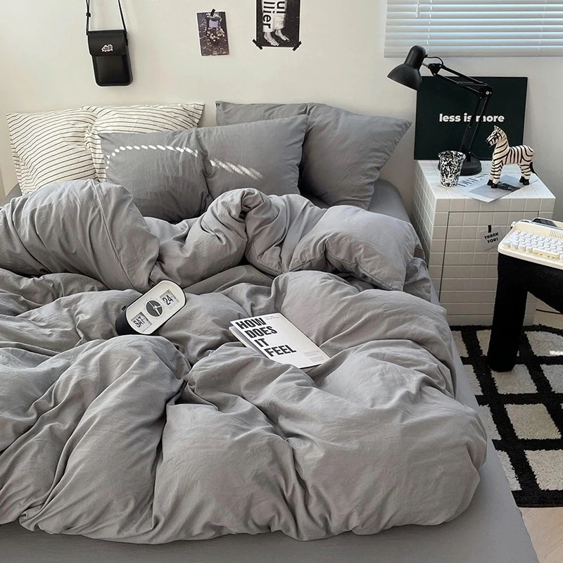 【急速出荷!】今の流行インスタイルスーパーソフト無地ウォッシュコットンベッド4点セットセット学生寮3点セットベッドシーツキルトカバー寝具 【急速出荷!】今の流行インスタイルスーパーソフト無地ウォッシュコットンベッド4点セットセット学生寮3点セットベッドシーツキルトカバー寝具