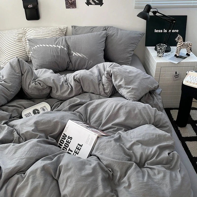 【急速出荷!】今の流行インスタイルスーパーソフト無地ウォッシュコットンベッド4点セットセット学生寮3点セットベッドシーツキルトカバー寝具 【急速出荷!】今の流行インスタイルスーパーソフト無地ウォッシュコットンベッド4点セットセット学生寮3点セットベッドシーツキルトカバー寝具