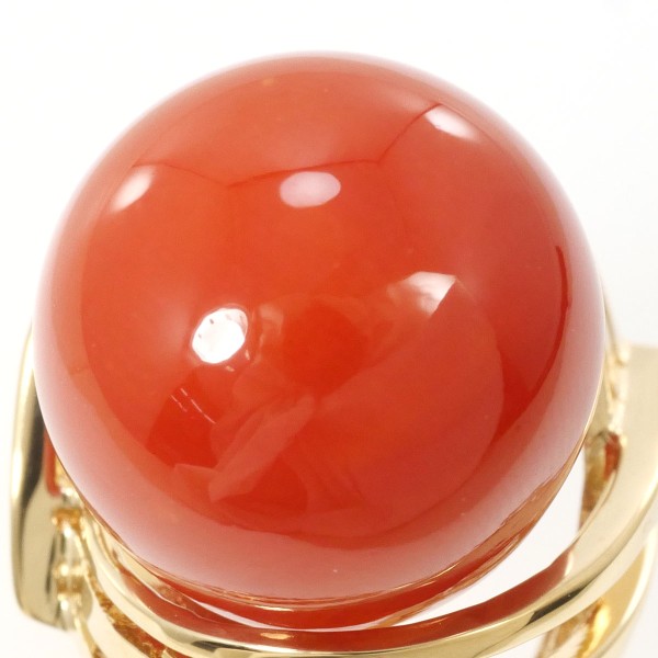 K18 18金 YG リング 指輪 7.5号 サンゴ カード鑑別書 ジュエリー 中古 K18 18金 YG リング 指輪 7.5号 サンゴ カード鑑別書 ジュエリー 中古