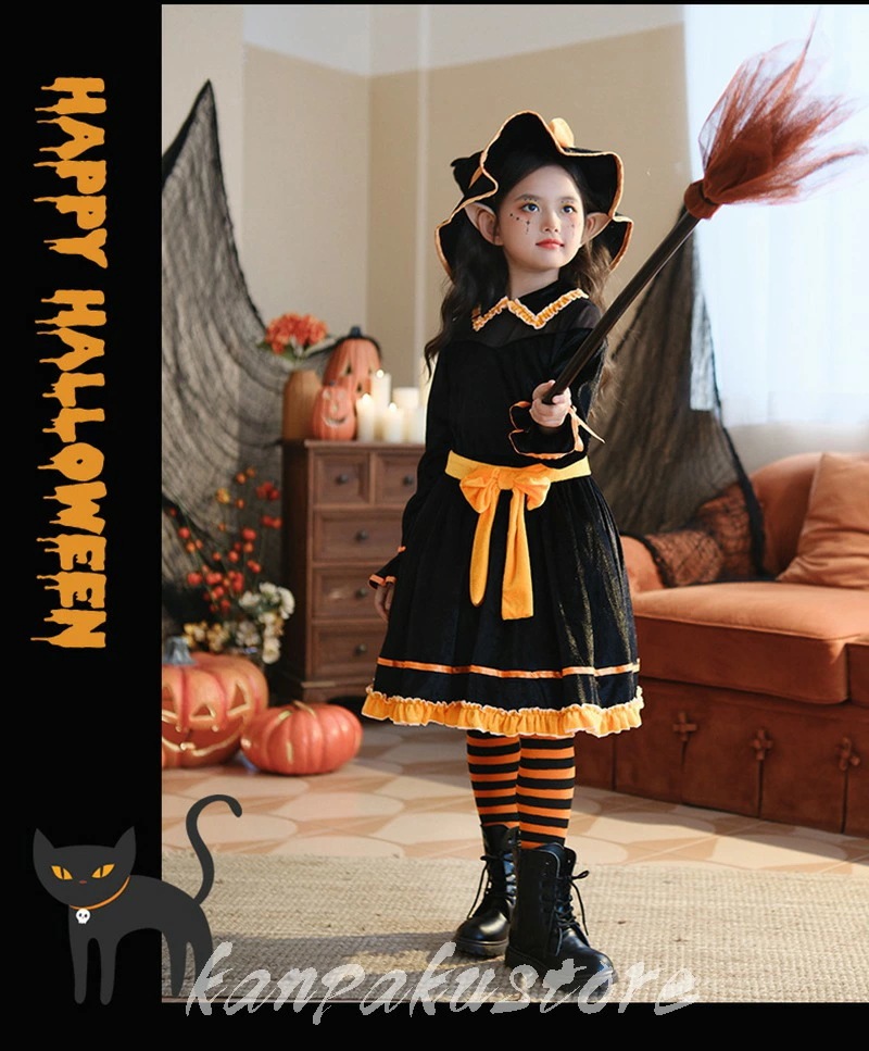 ハロウィン衣装 キッズドレス 子供 魔女 巫 カボチャ 女の子 Halloween衣装 変装 ハロウィン コスプレ コスチューム チュールスカート 子供 ハロウィン コスプレ衣装 カボチャ 巫女 悪魔 魔女 吸血鬼 小悪魔