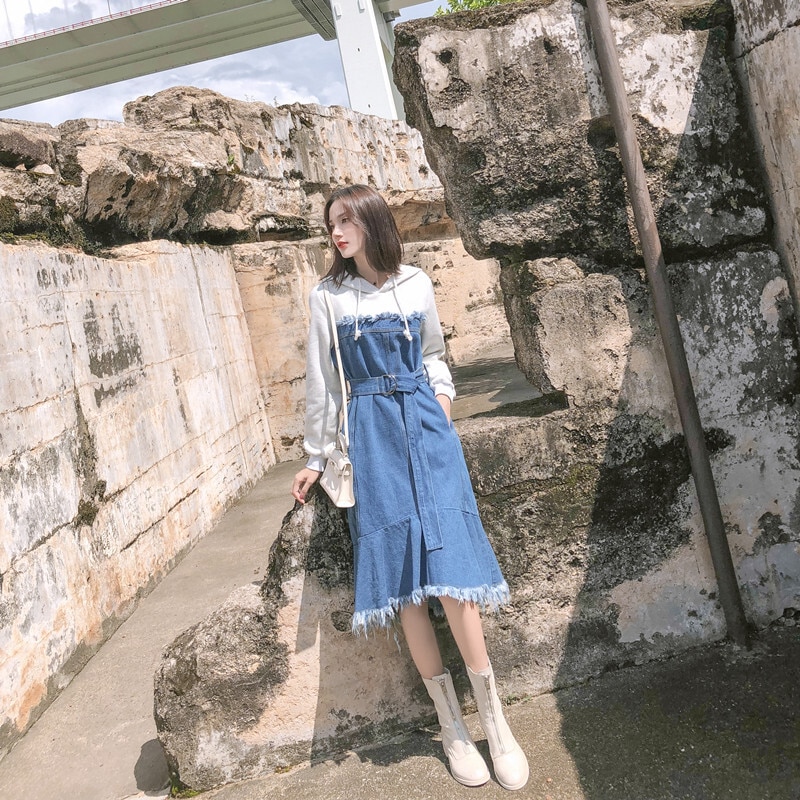 ワンピース レディース デニムワンピース S M L XL 韓国 ミディアム丈 長袖 フード付き Aライン 切り替え ドッキング フリンジ ベルト かわいい 大人可愛い シンプル カジュアル おしゃれ ワンピース レディース デニムワンピース S M L XL 韓国 ミディアム丈 長袖 フード付き Aライン 切り替え ドッキング フリンジ ベルト かわいい 大人可愛い シンプル カジュアル おしゃれ