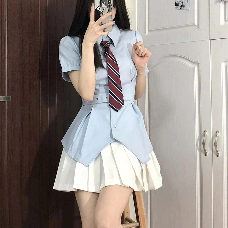 ワンピース jk制 脚魅せミニスカート プリーツスカートシャツセット半袖トップス韓国ファッショ ドレス 大人気新作ロリータ ワンピース jk制 脚魅せミニスカート プリーツスカートシャツセット半袖トップス韓国ファッショ ドレス 大人気新作ロリータ