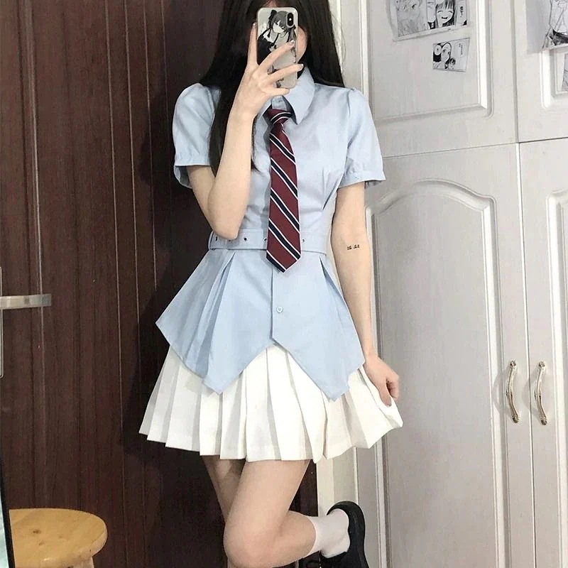 ワンピース jk制 脚魅せミニスカート プリーツスカートシャツセット半袖トップス韓国ファッショ ドレス 大人気新作ロリータ ワンピース jk制 脚魅せミニスカート プリーツスカートシャツセット半袖トップス韓国ファッショ ドレス 大人気新作ロリータ