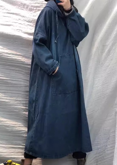 レディース ワンピース プルオーバー デニム デニムワンピース ロング 長袖 Aライン ポケット フード かわいい シンプル カジュアル おしゃれ レトロ ラフ ガーリー ルーズ ラブリー キュート