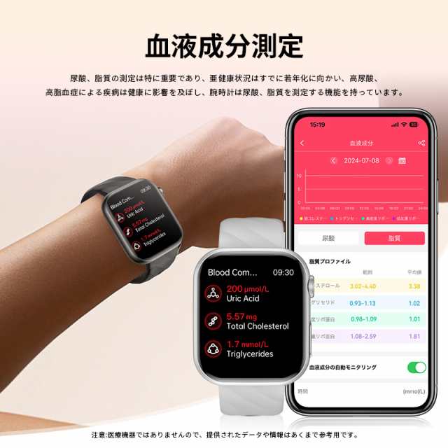 【3日間発送】スマートウォッチ センサー 通話機能 1.97インチ 日本語 医療レベル心電図+HRV 血中酸素 高精度心拍数 呼吸率 体温 IP67防水 iphoneAndroid 【3日間発送】スマートウォッチ センサー 通話機能 1.97インチ 日本語 医療レベル心電図+HRV 血中酸素 高精度心拍数 呼吸率 体温 IP67防水 iphoneAndroid
