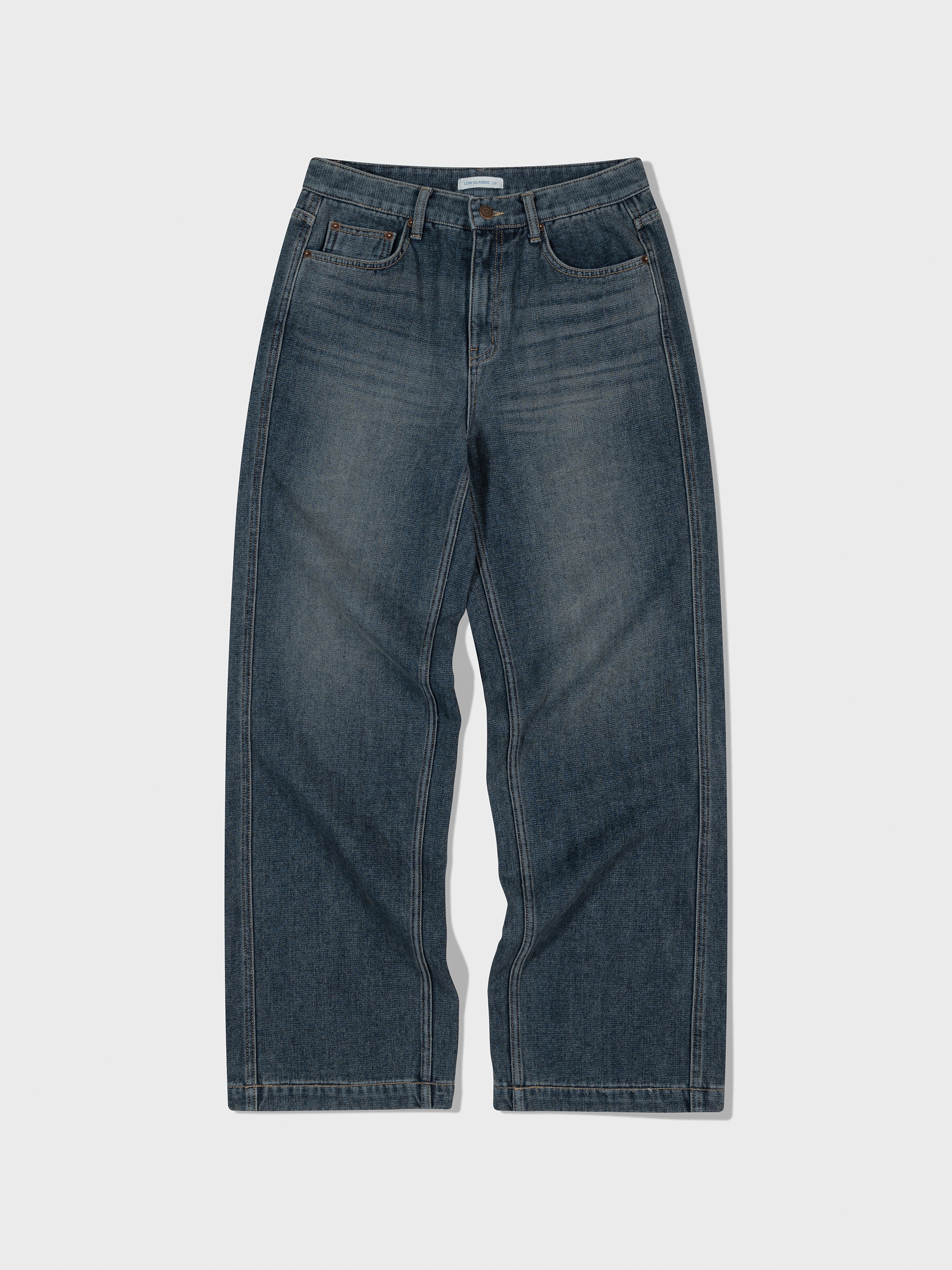 LOW CLASSIC】 BRUSHED FLEECE WIDE-LEG JEANS : 2COLORS デニム