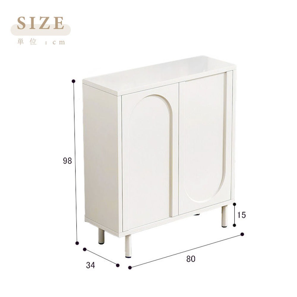 120cmx98cmx34cm 玄関収納 靴箱 靴収納 棚付き キャビネット 大容量 モダン クリームカラー 軽ラグジュアリーデザイン サイドボード 壁付け リビングボード yjda-shelf-00