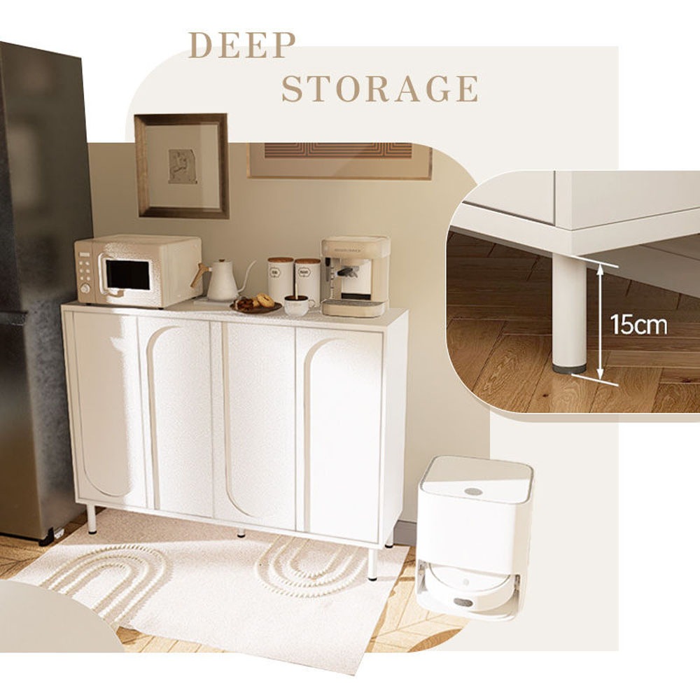 120cmx98cmx34cm 玄関収納 靴箱 靴収納 棚付き キャビネット 大容量 モダン クリームカラー 軽ラグジュアリーデザイン サイドボード 壁付け リビングボード yjda-shelf-00