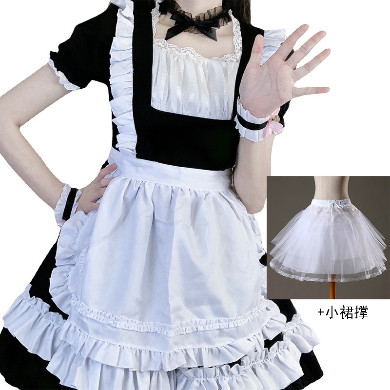 白黒メイド服可愛いロリータドレスカフェメイド制服レディースボスドレス