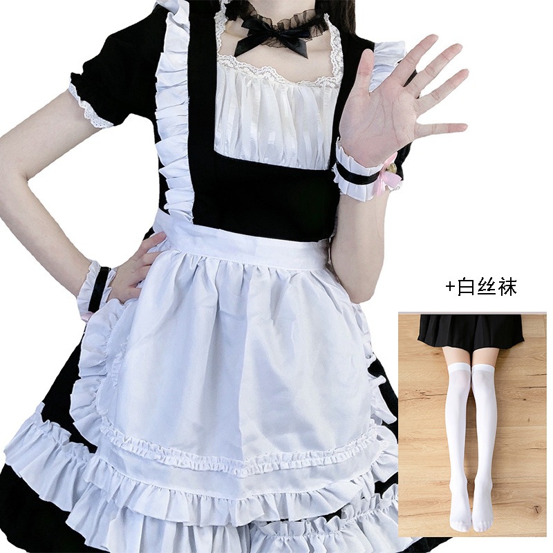 白黒メイド服可愛いロリータドレスカフェメイド制服レディースボスドレス