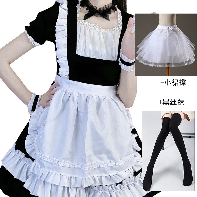 白黒メイド服可愛いロリータドレスカフェメイド制服レディースボスドレス