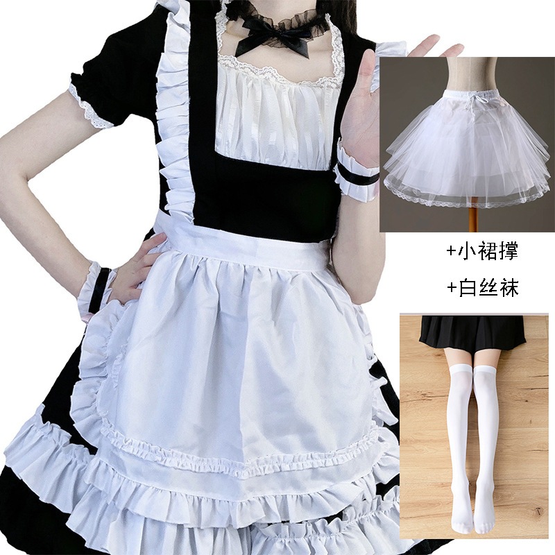白黒メイド服可愛いロリータドレスカフェメイド制服レディースボスドレス