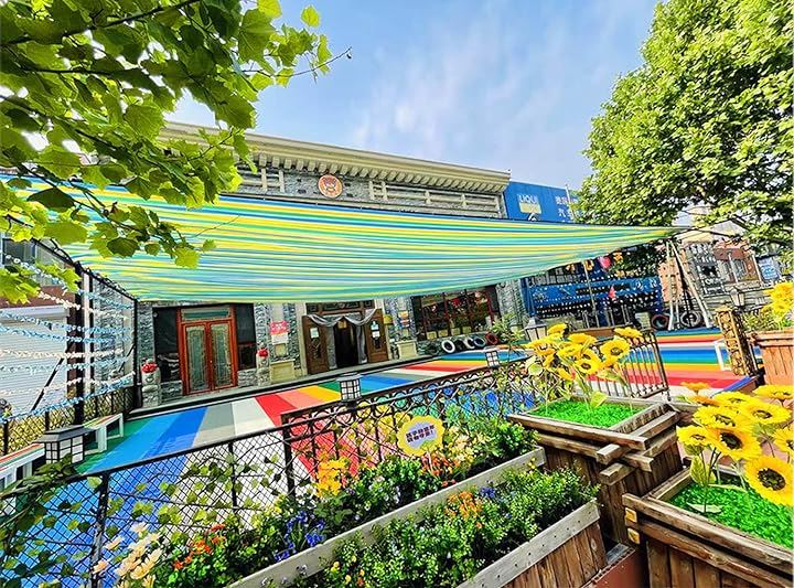 遮光ネット 日よけ シェード 抗紫外線ネット95% 防塵 高密度の厚さのポリエチレン ベランダ カーポート ルーフ ヤード パーティー 廊下 エッジを広げる(カラフル, 2Mx8M) 遮光ネット 日よけ シェード 抗紫外線ネット95% 防塵 高密度の厚さのポリエチレン ベランダ カーポート ルーフ ヤード パーティー 廊下 エッジを広げる(カラフル, 2Mx8M)