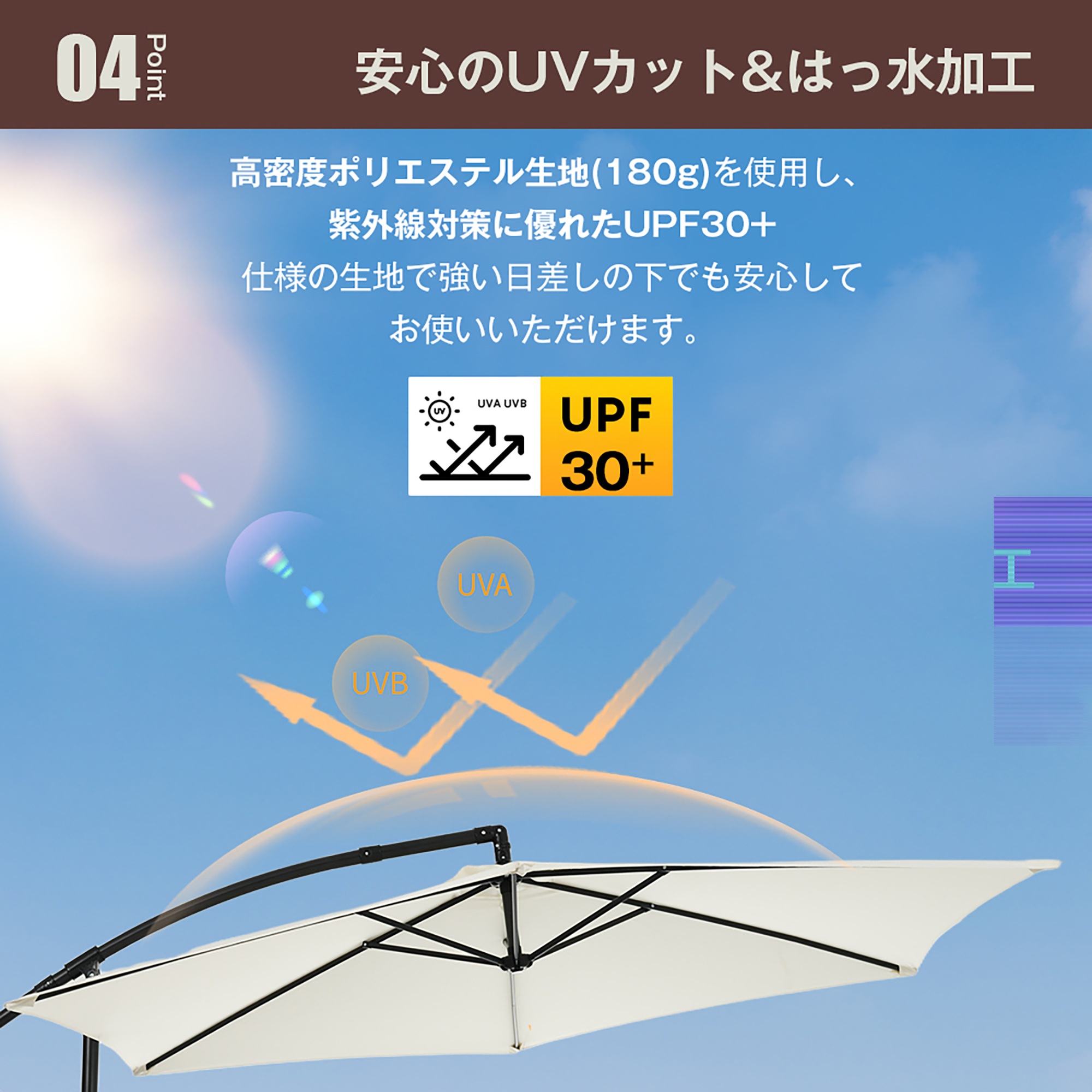 【国内発送Ｍ】1868【ベージュ】パラソル単体 直径300cm 30+UPF紫外線対策 角度調整 パラソルセット ベース パラソル ガーデンパラソル