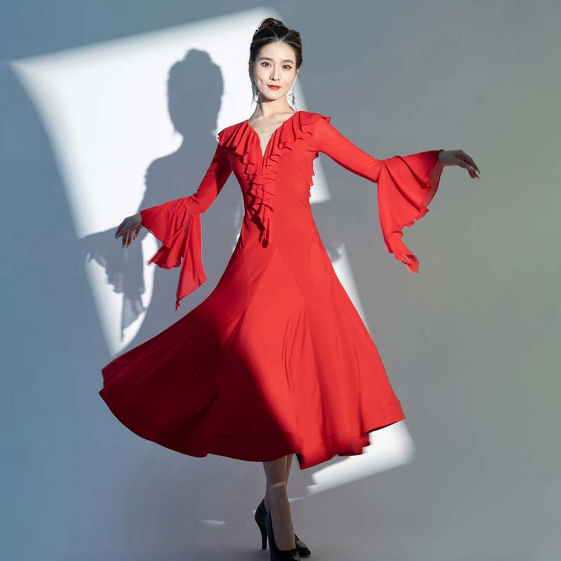 RIKOUZY] 社交ダンスドレス 社交ダンス練習着 スリム フラメンコ