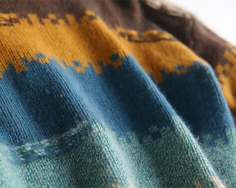 ボーダー柄セーター ブラウン トップス ニットソー セーター スリム 細身 ストレート スマート